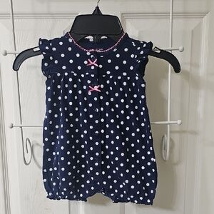 Simple Navy Baby Onesie with Pink Accents Size 6-9 Months